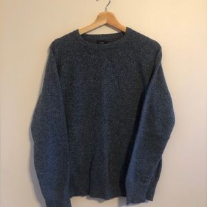J. CREW Men's Heathered Blue Long Sleeve Lambswool Crew Neck Sweater - Medium